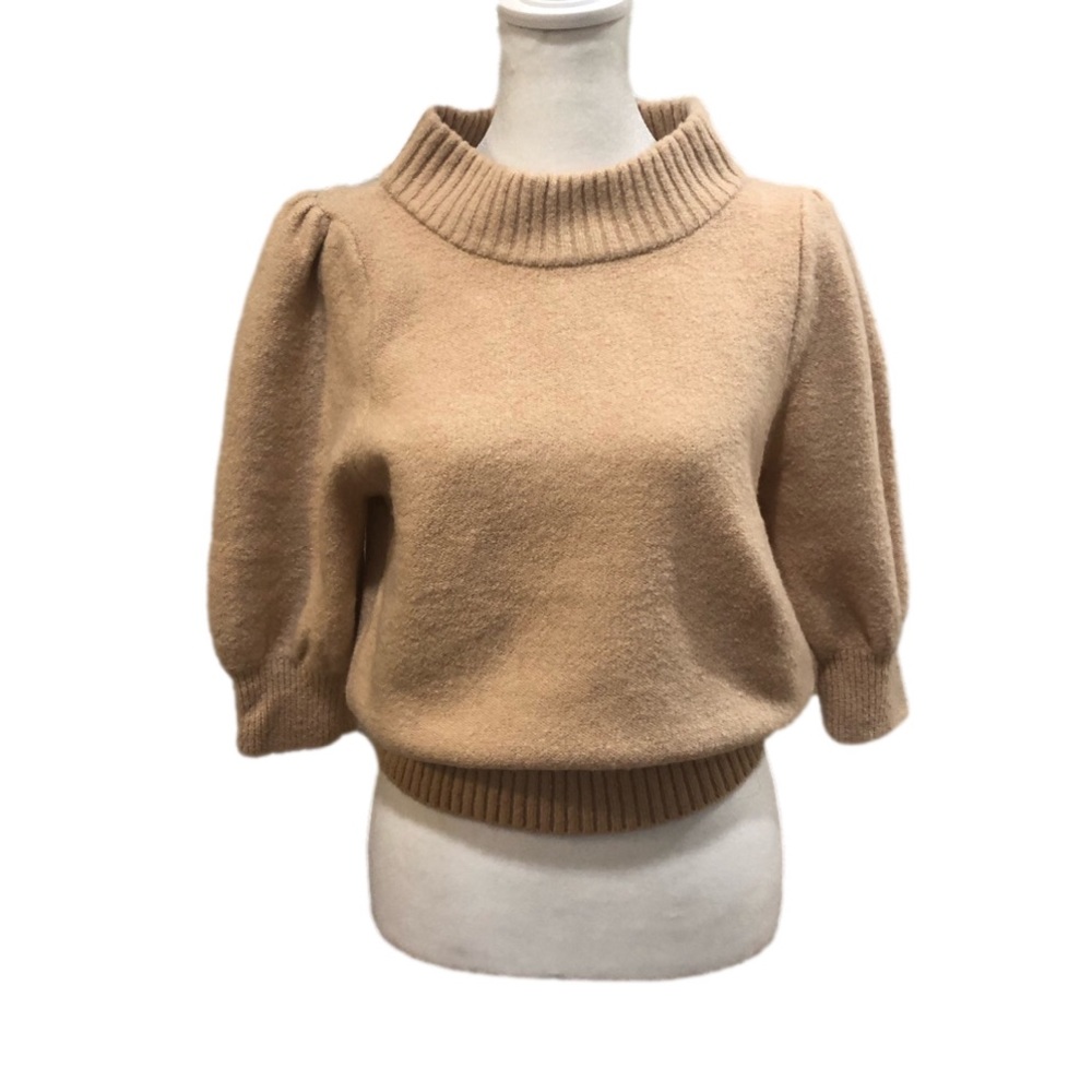 Free People Sugar Pie sweater. Short puff sleeves. Pink. Wool blend. Size M